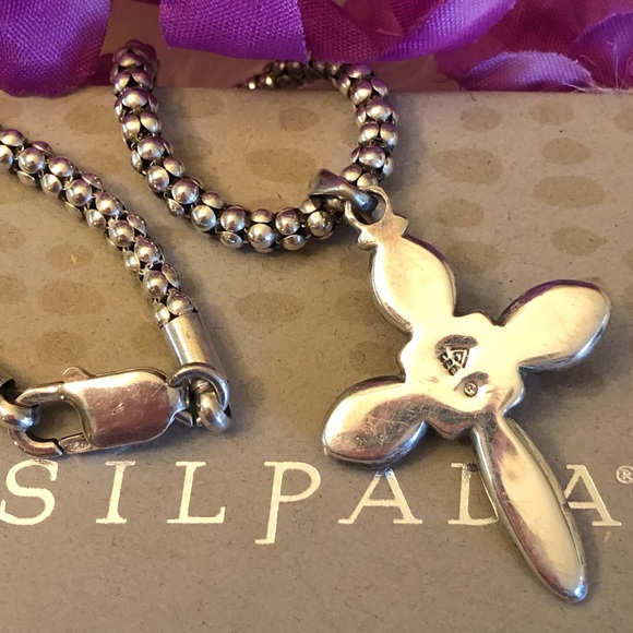 Silpada Pearl Cross Pendant on popcorn chain N1106 S0971 - Picture 7 of 11